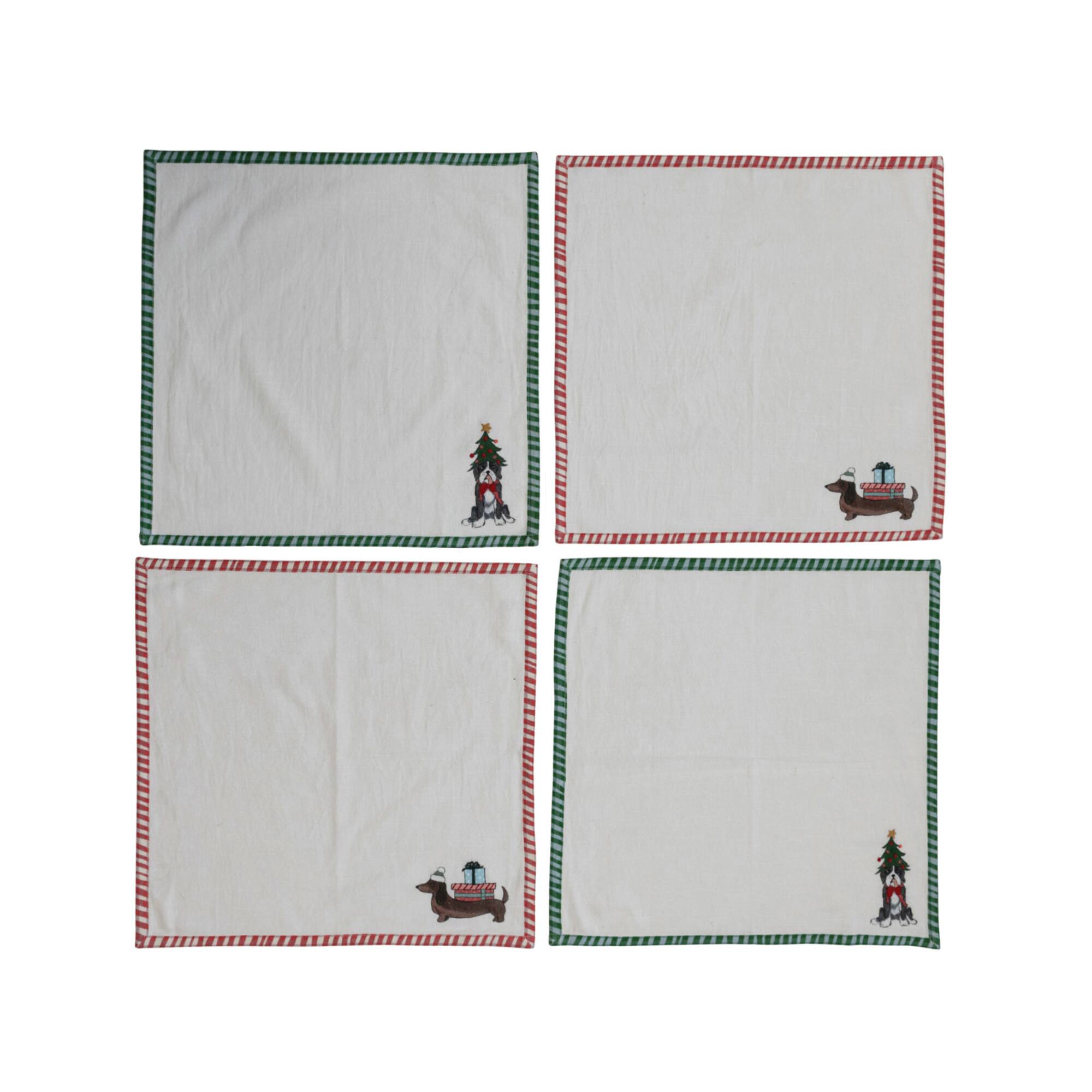 Hello Honey® 18" Embroidered Dog Cotton Printed Napkin Set